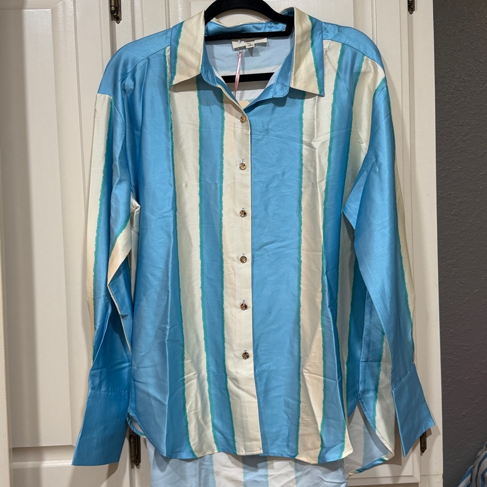 Entro Sky Blue and White Shirt